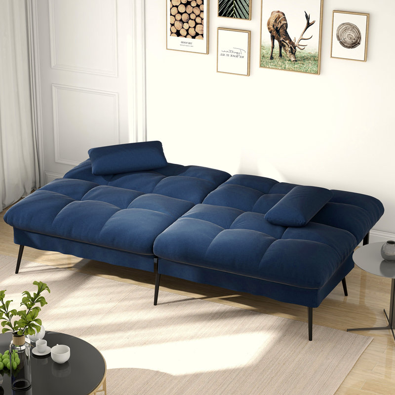 George Oliver Leilane Convertible Futon Sofa Bed, 68″Fabric Futon